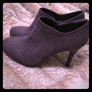 Liz Claiborne grey suede high heel booties